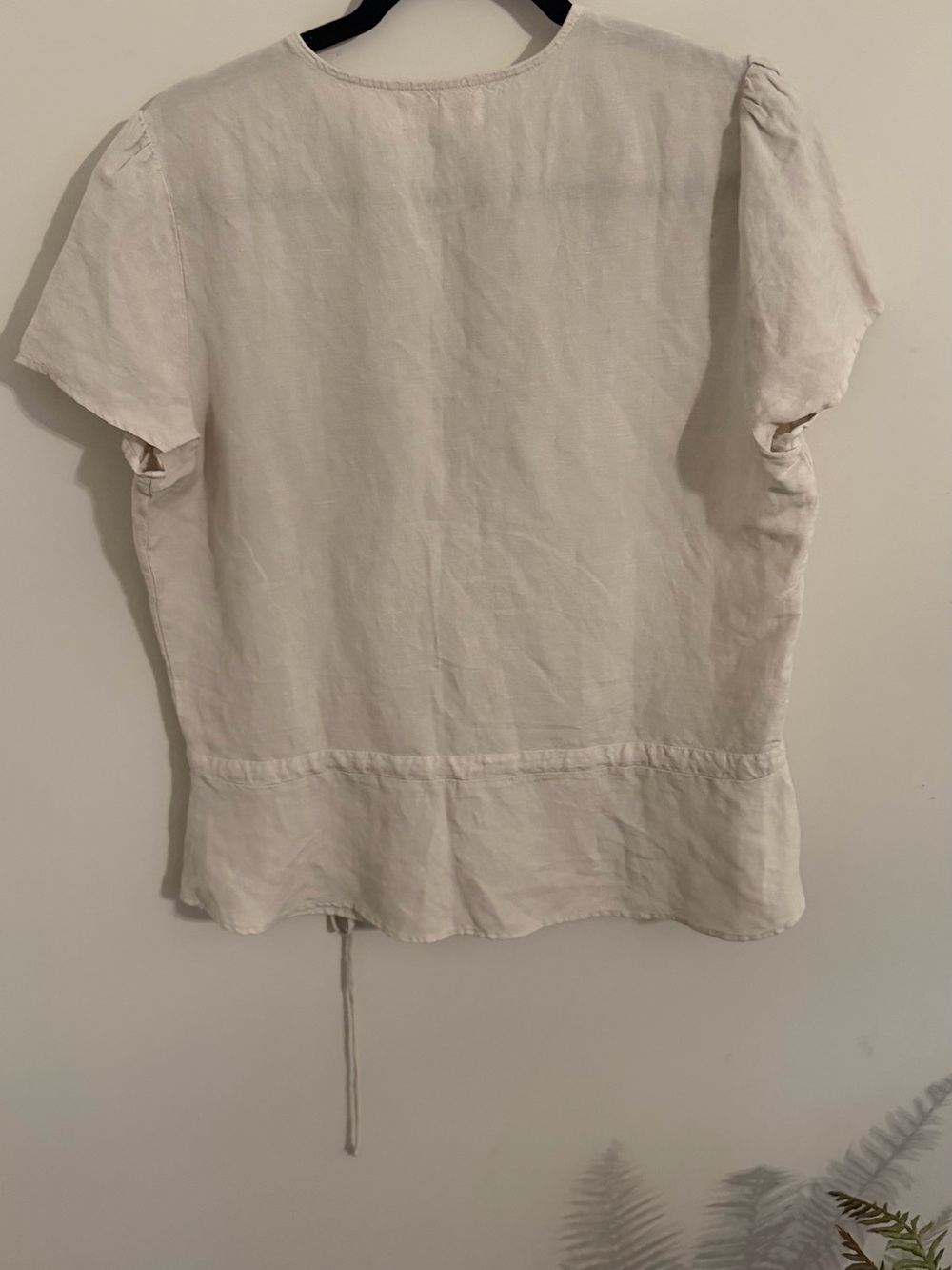 cloth & stone Light Cream Wrap Tie-Waist Short Sleeve Blouse - Picture 3 of 3